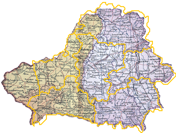 Карта Беларуci  1939 года