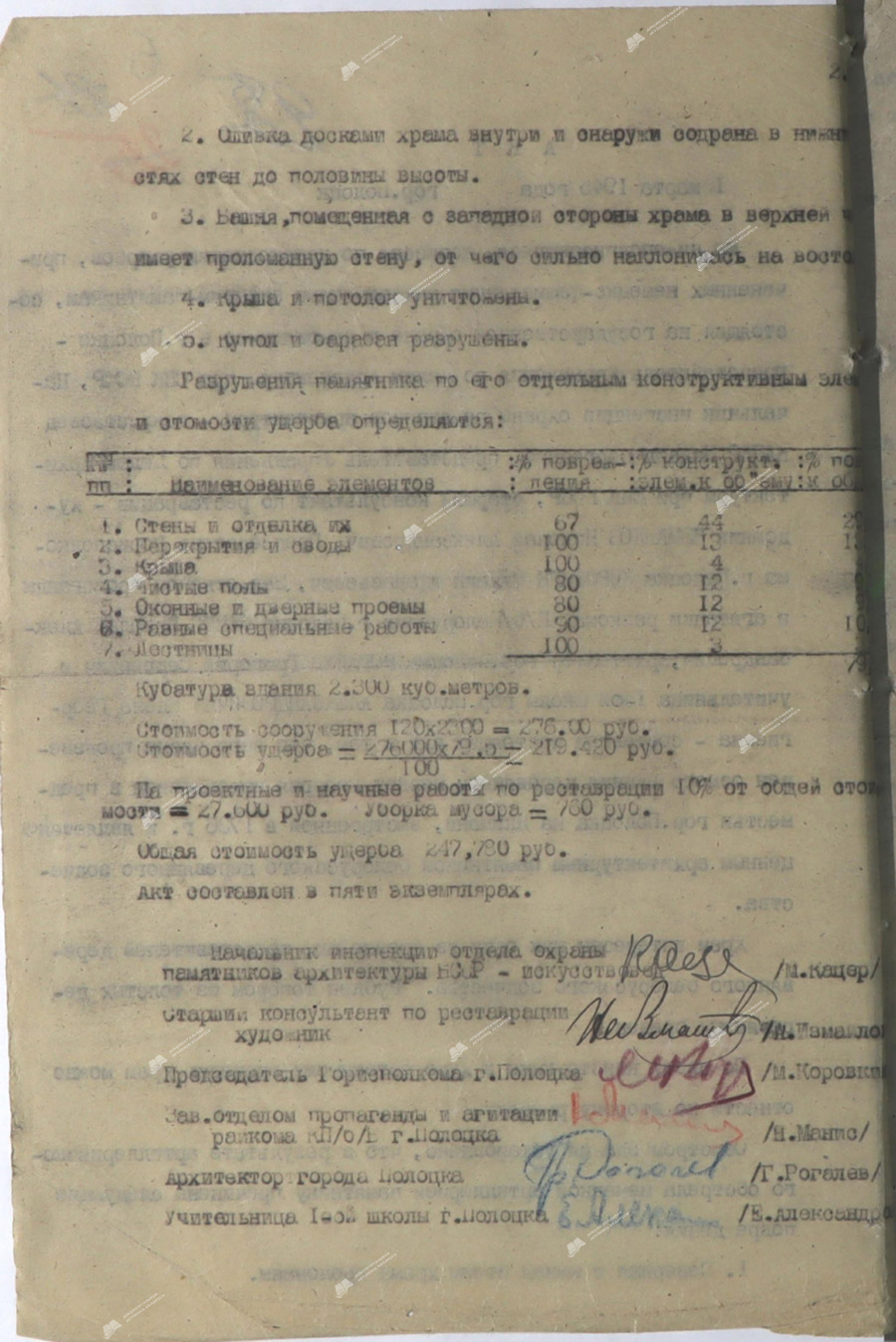 Acts of the commission of the Polotsk City Executive Committee to establish the damage caused by the Nazi invaders to the architectural monuments of Polotsk-стр. 10