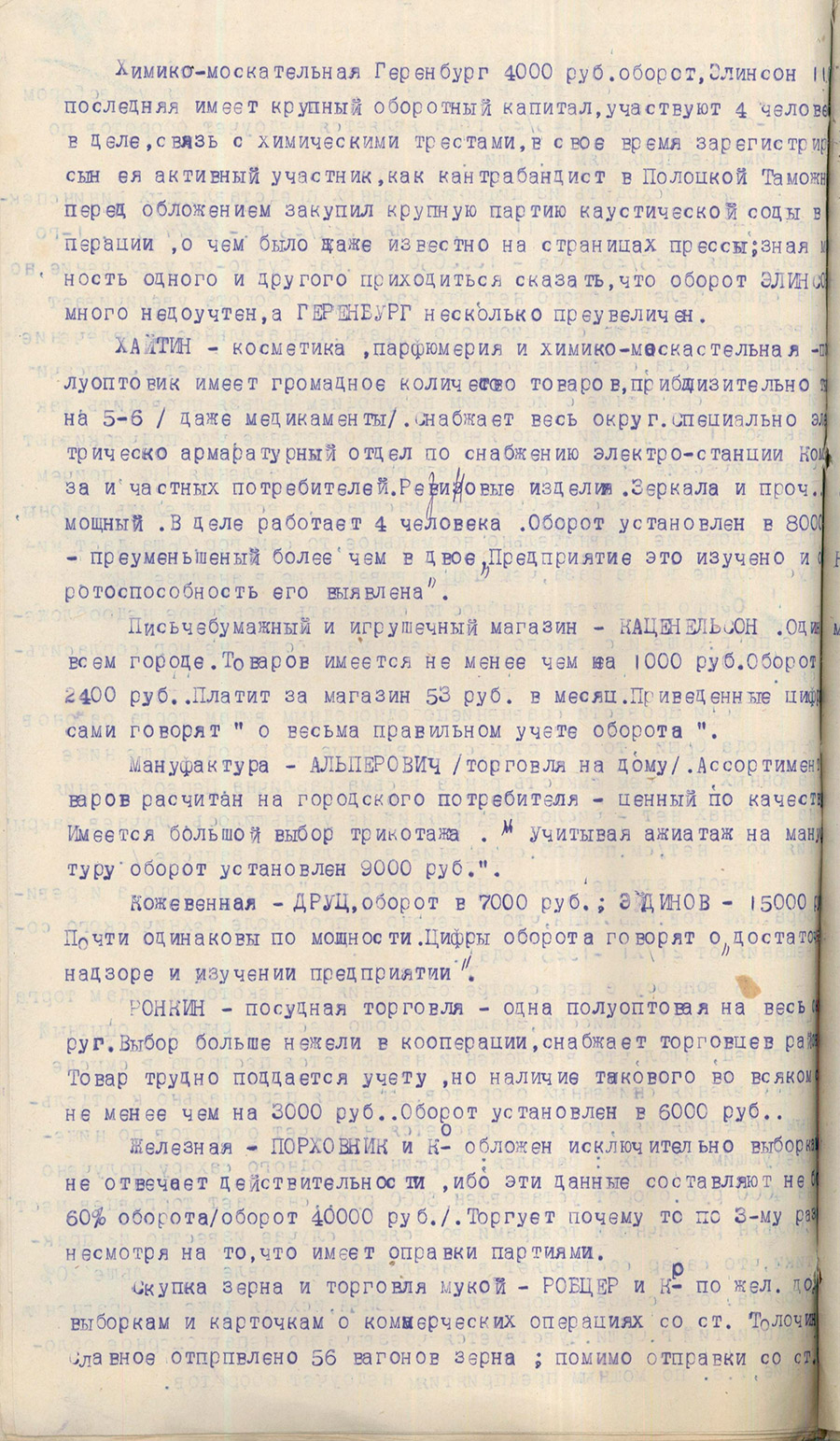 Список существовавших в г.Орше торговых предприятий в 1925 г.-стр. 1