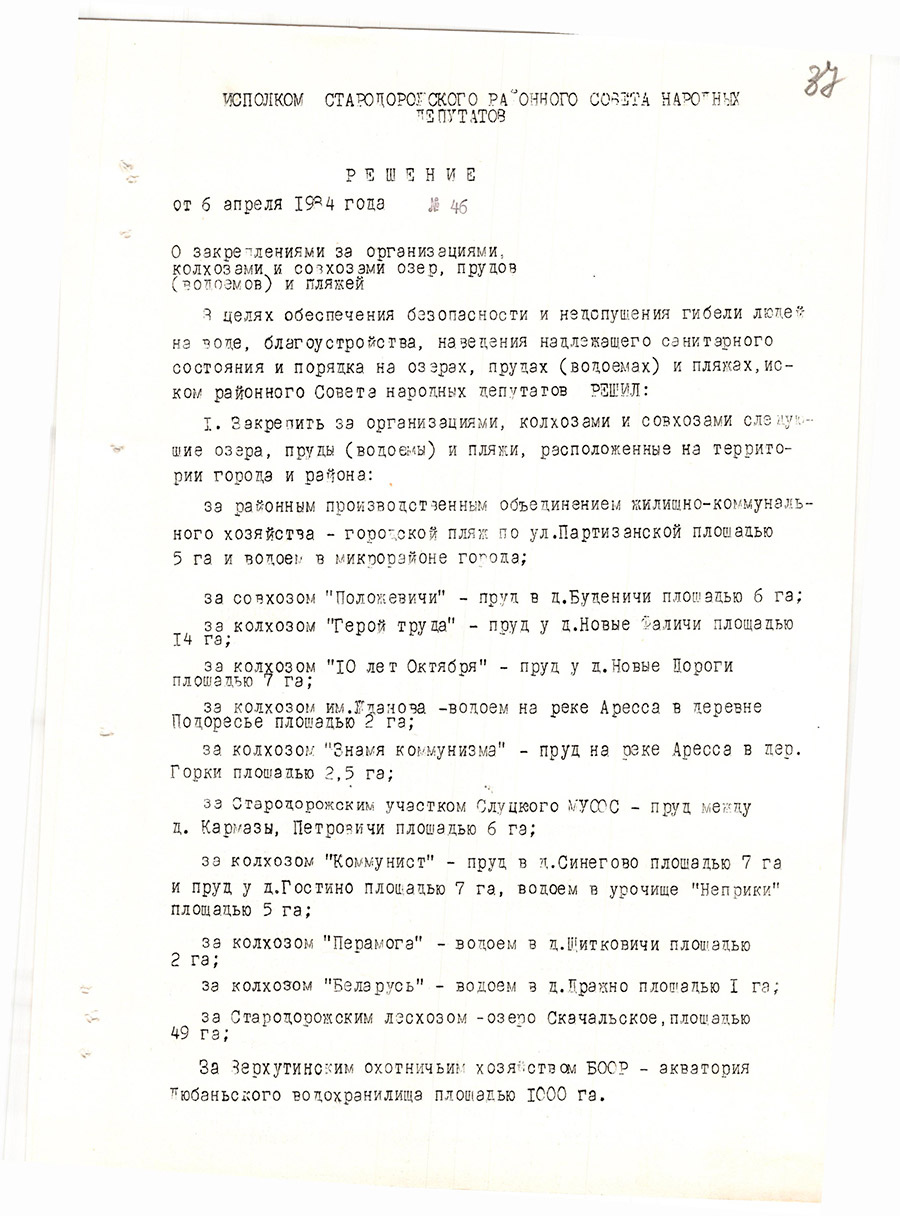 Решение №46 Стародорожский районный Совет народных депутатов  