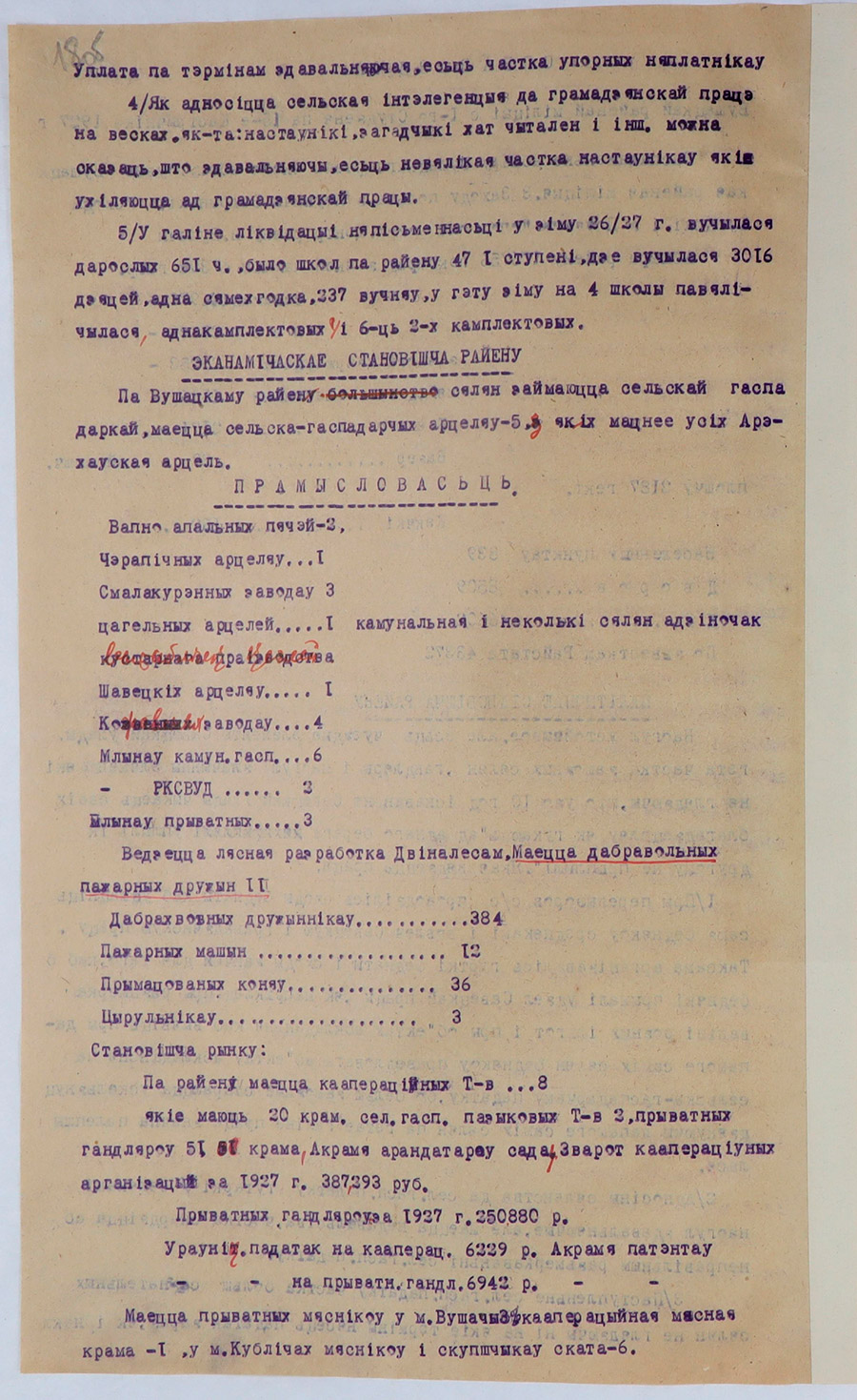 Отчет Ушачской районной милиции с 1-го января по 20-е октября 1927г.-стр. 1