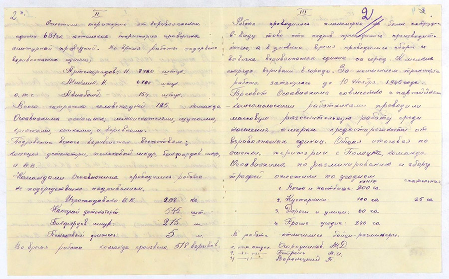 Final mine clearance and collection report trophy of the City Council of Osoaviakhim of Polotsk-стр. 1