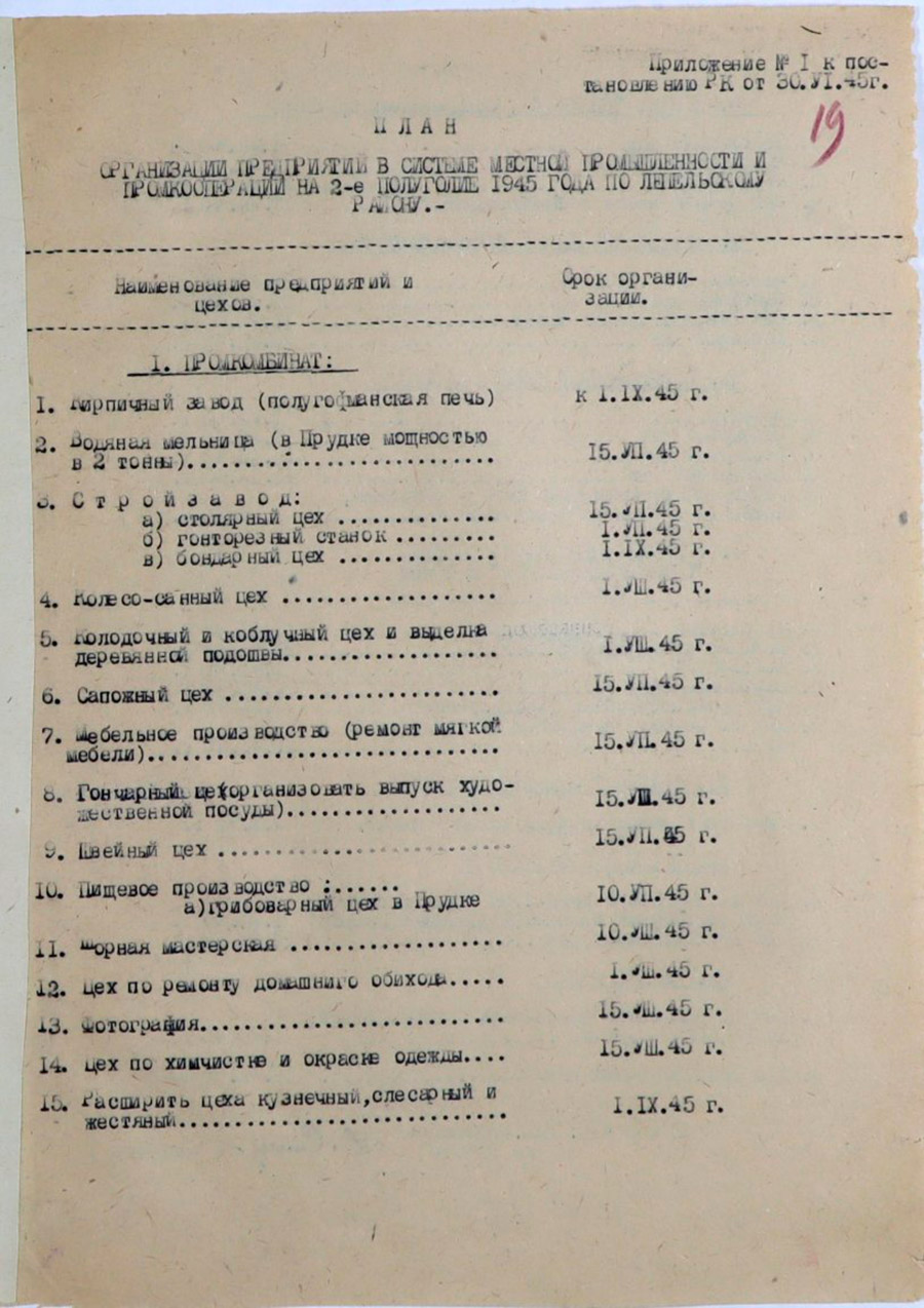 Resolution of the meeting of the Lepel RC KP(b)B and the executive Committee of the district Council “On measures for the development of local industry and fishing cooperation in the district”-с. 2